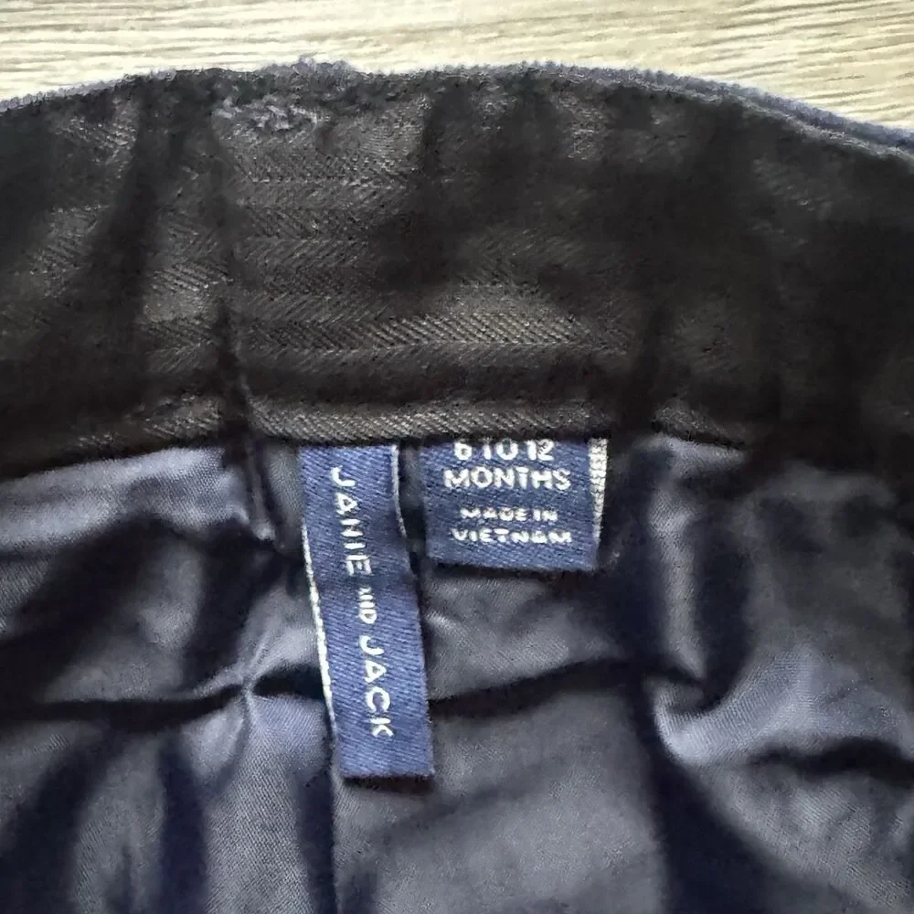 Janie and Jack Boys 6-12M Blue Velvet Suit 3pc Blazer Vest Pants